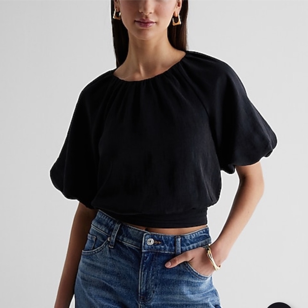 Express Black Puff Sleeve Blouse
